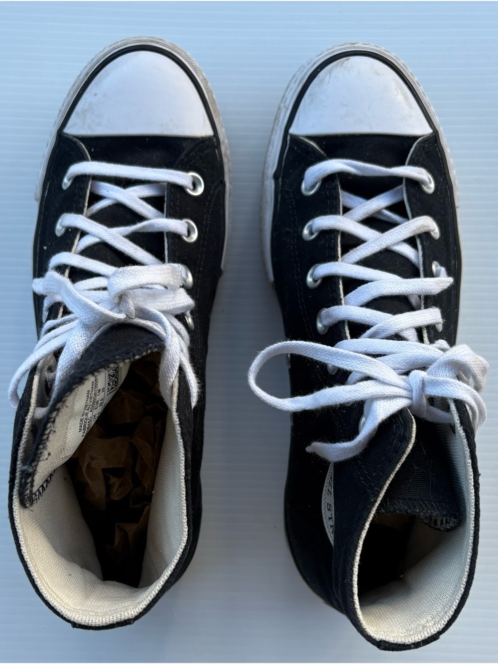 Converse Black and White High-Top Platform Sneakers